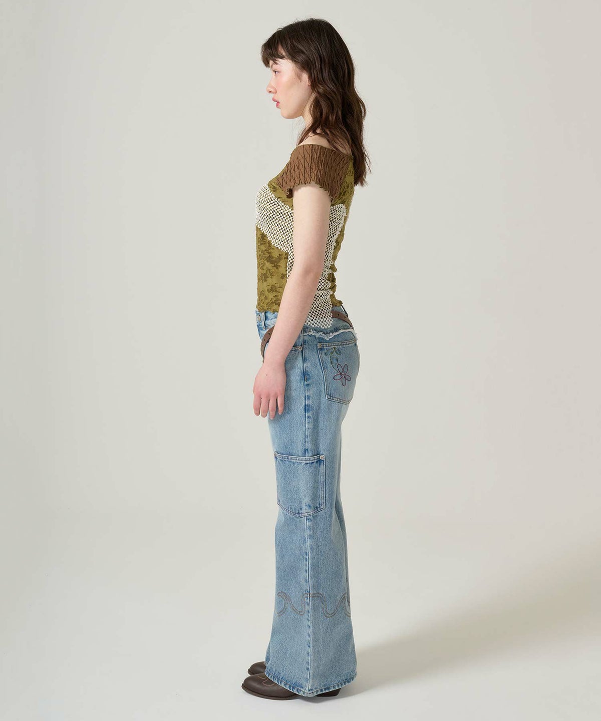 トップス/半袖/ドッキング/異素材