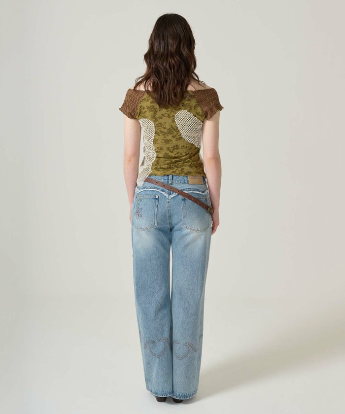 トップス/半袖/ドッキング/異素材