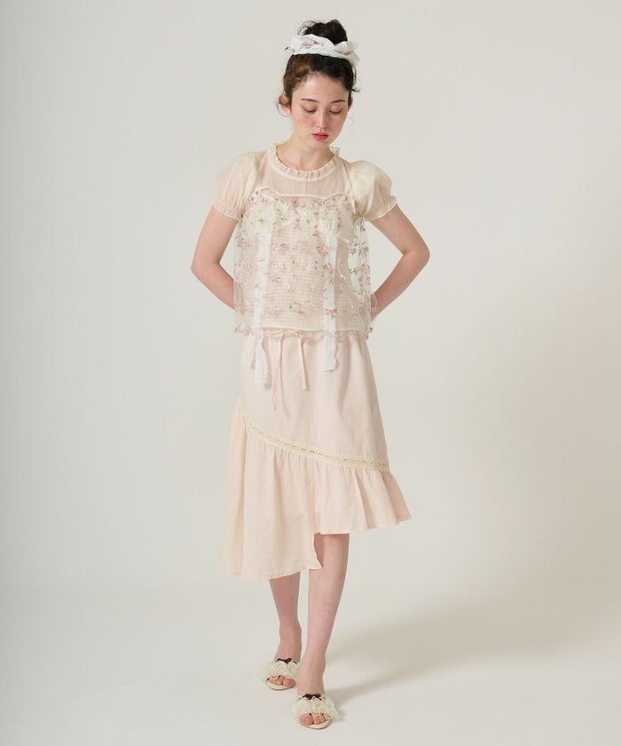 トップス/シアー/花柄/チュール