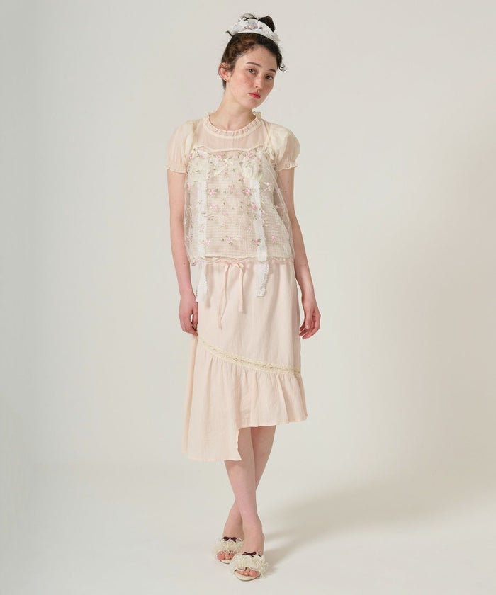 トップス/シアー/花柄/チュール