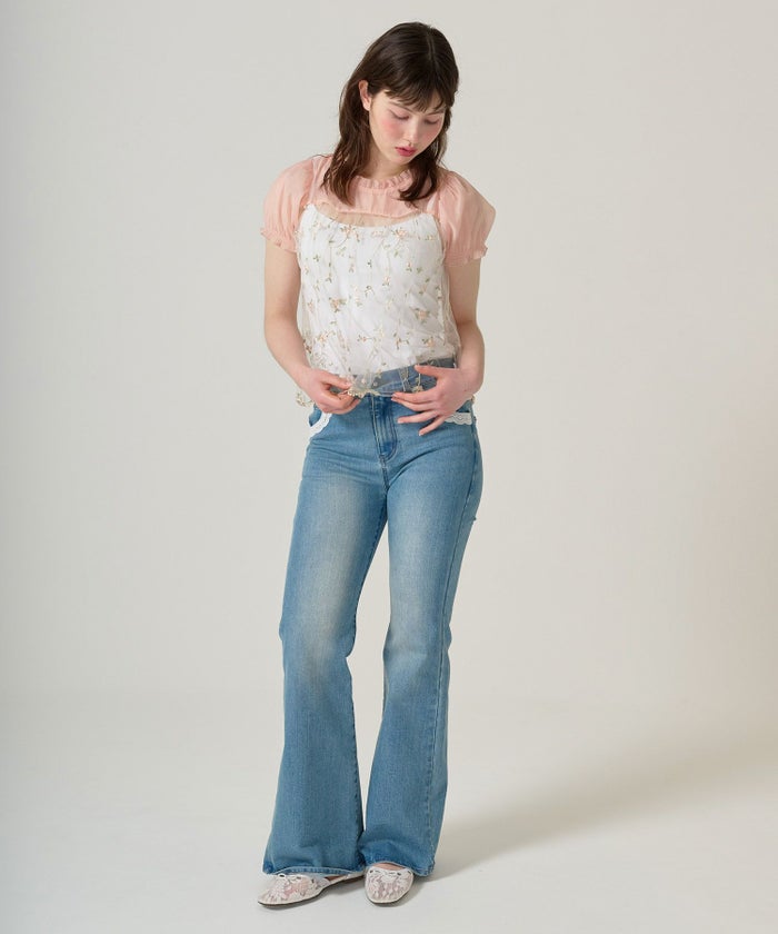 トップス/シアー/花柄/チュール