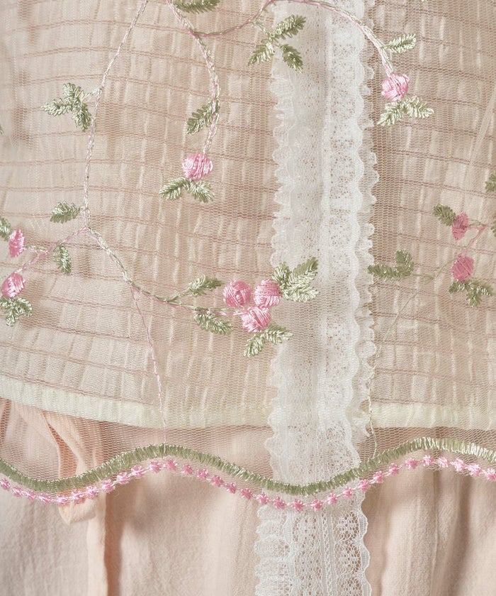 トップス/シアー/花柄/チュール