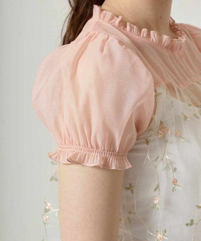 トップス/シアー/花柄/チュール