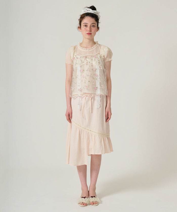 トップス/シアー/花柄/チュール