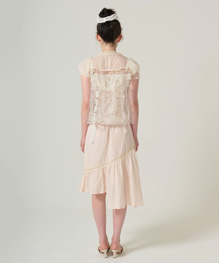 トップス/シアー/花柄/チュール