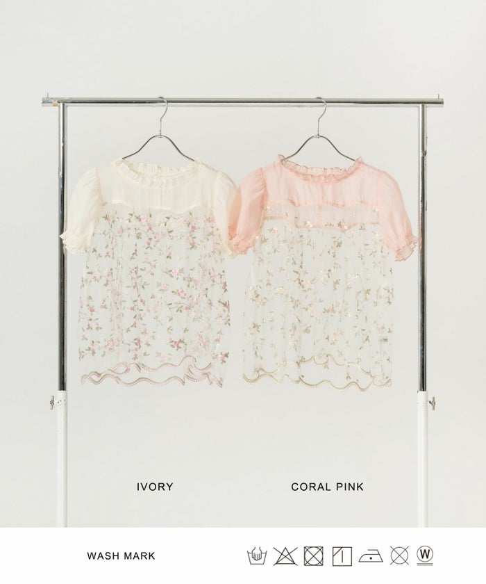 トップス/シアー/花柄/チュール