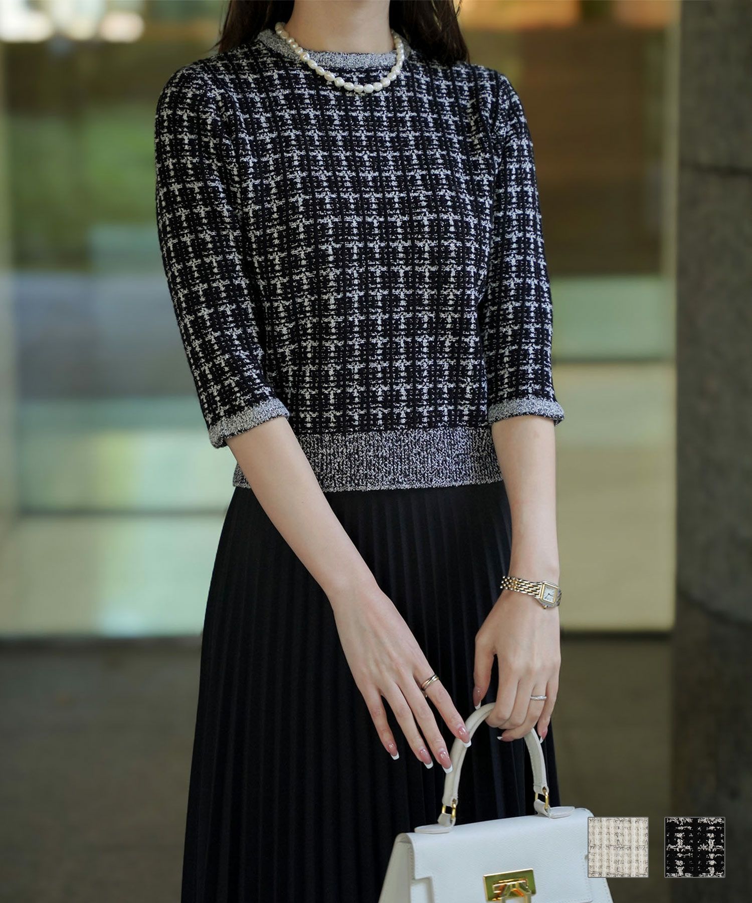 ツイード調 ニット トップス HUIT 全2色｜hit441-0211【1】 - クルー