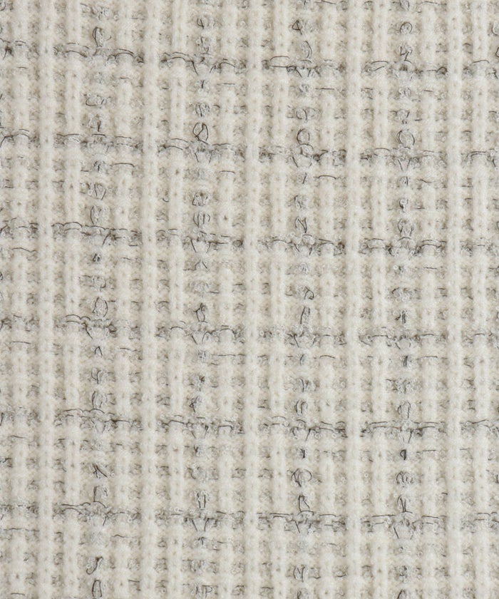 モノトーン アンゴラタッチ ブークレ ラメ コンパクト 配色 7分袖/アイボリー/ブラック/M