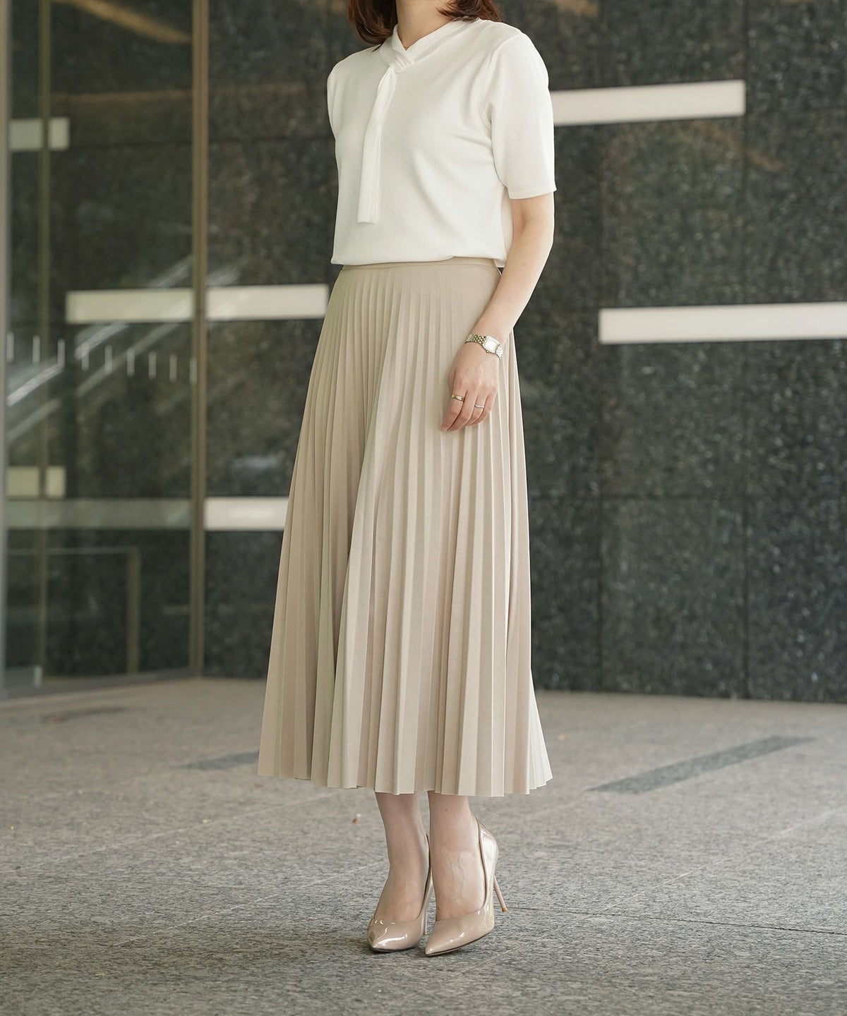 オールシーズン総ゴムベーシック切りっぱなし/ピンクベージュ/ベージュ/グレー/ブラック/M