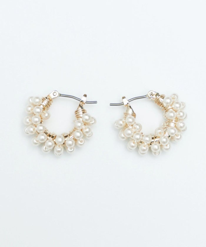 バブル パール フープ ピアス Bubble Pearl Hoop Pierce 真鍮 チタンポスト プラパール 重厚感 バブル パール フープ ピアス Bubble Pearl Hoop Pierce （Liala）