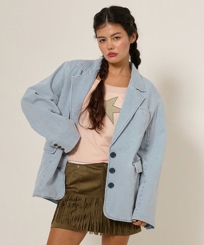 ジャケット/デニム/アウター/インディゴ/サックス