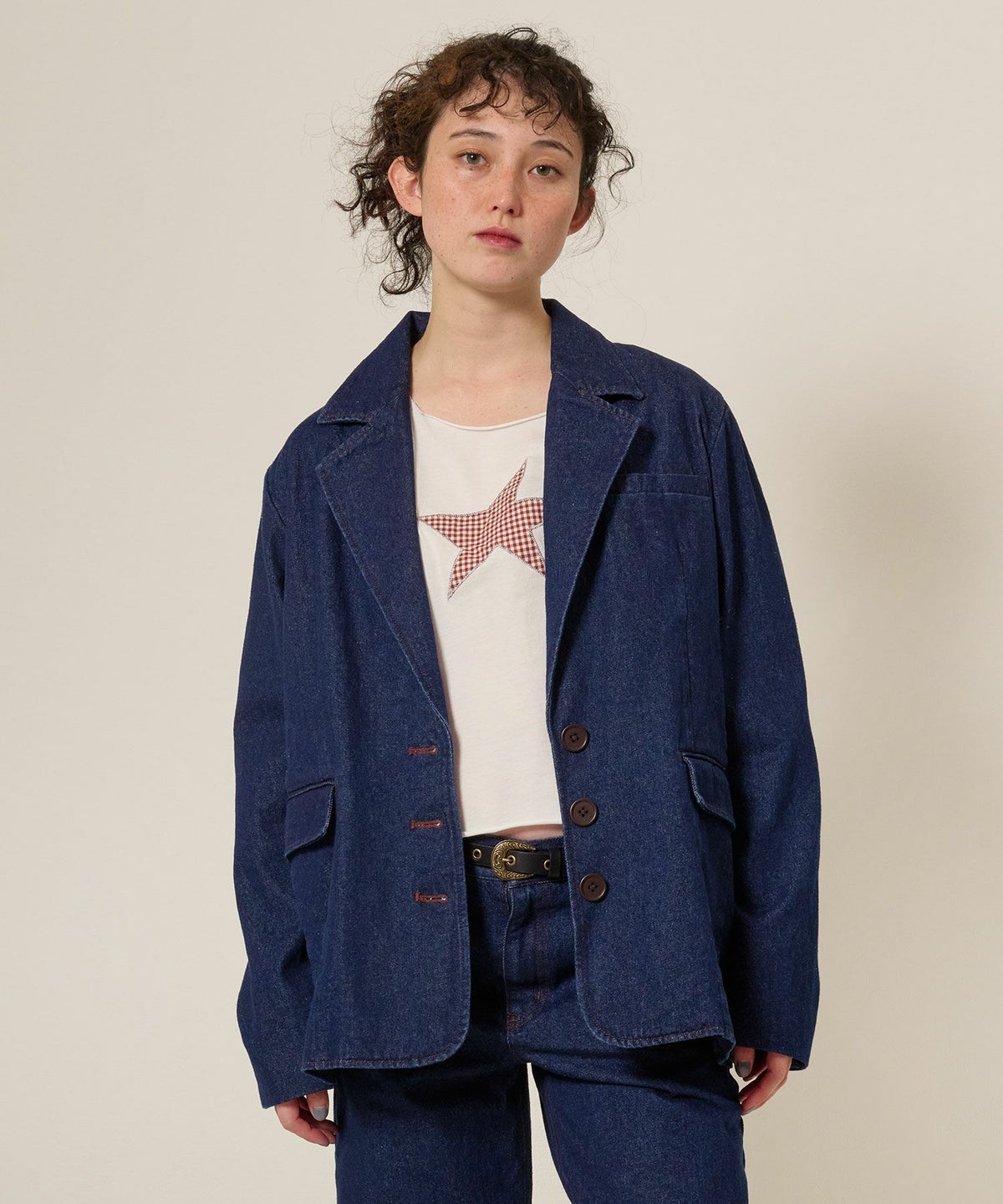 ジャケット/デニム/アウター/インディゴ/サックス