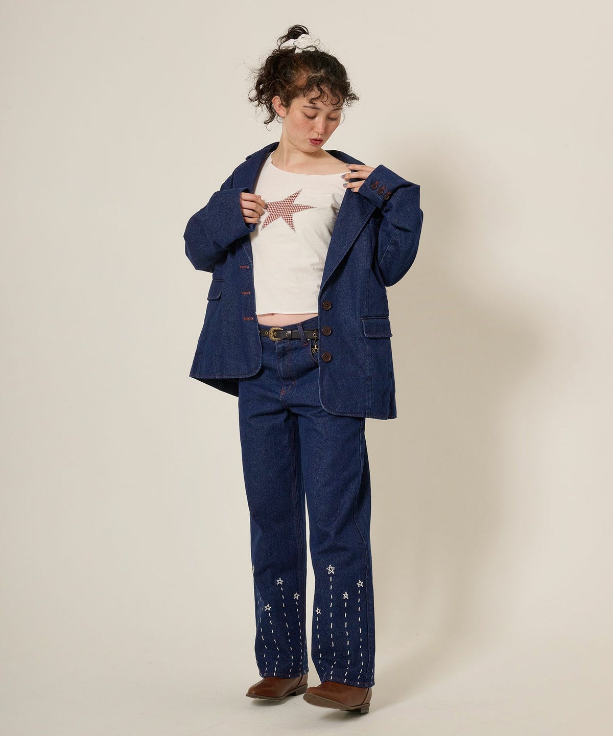 ジャケット/デニム/アウター/インディゴ/サックス