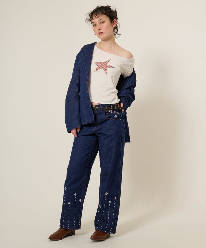 ジャケット/デニム/アウター/インディゴ/サックス