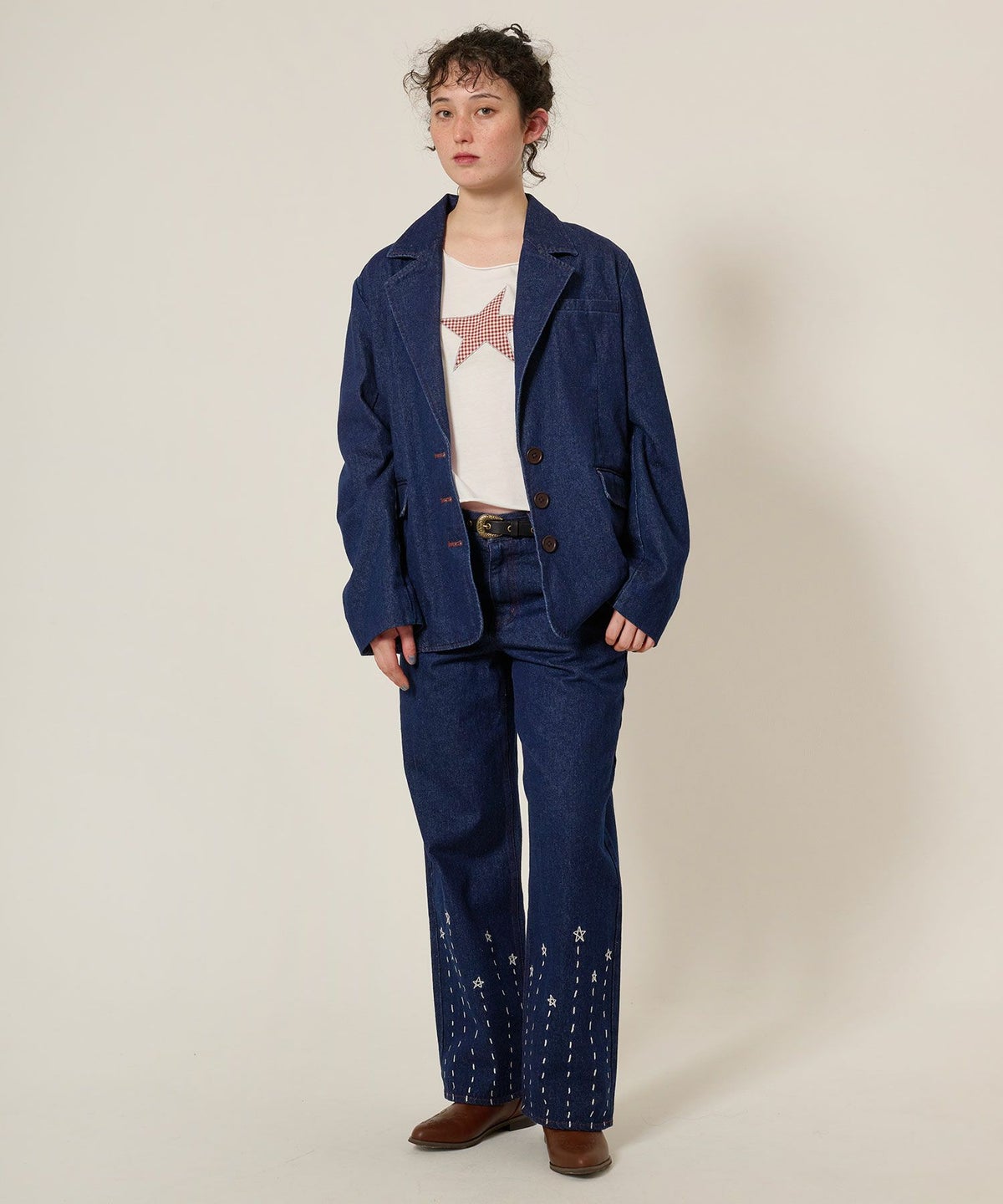 ジャケット/デニム/アウター/インディゴ/サックス