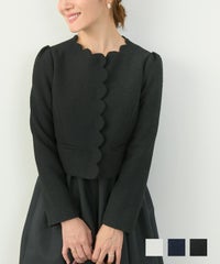 オケージョン 入卒園 セットアップ対応 上品 フォーマル 大人可愛い ショート丈 S M L ジョイントスペース オケージョン スカラップ ショート ジャケット Liala×PG