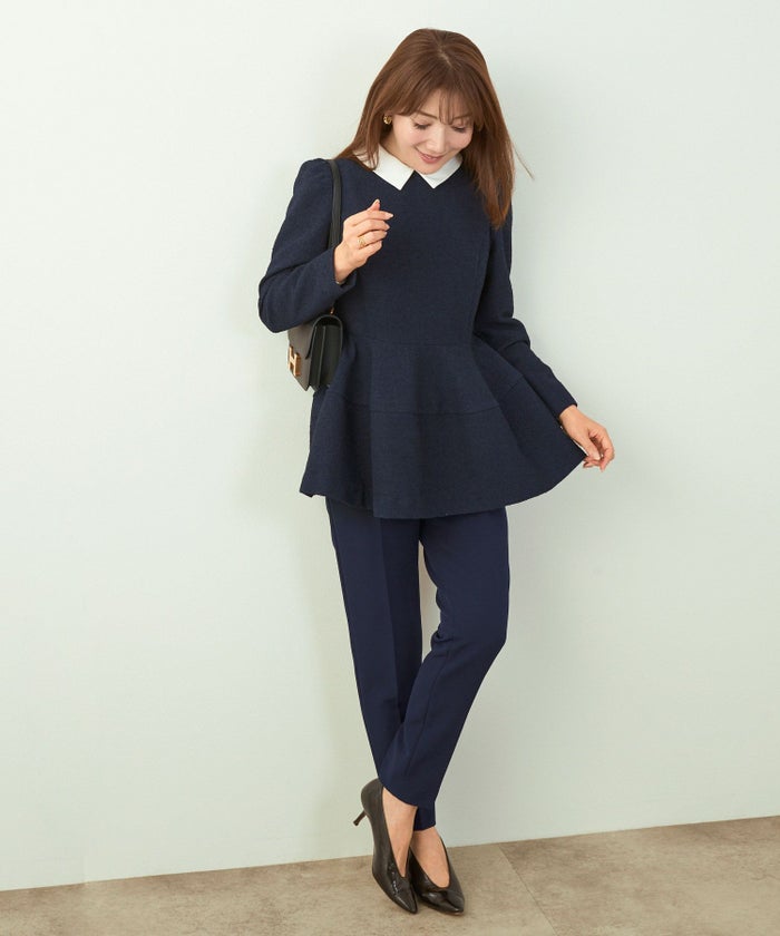 手洗い可きれいめパンツレディース同窓会入卒式オフィスネイビー黒大人美脚ジョイントスペース