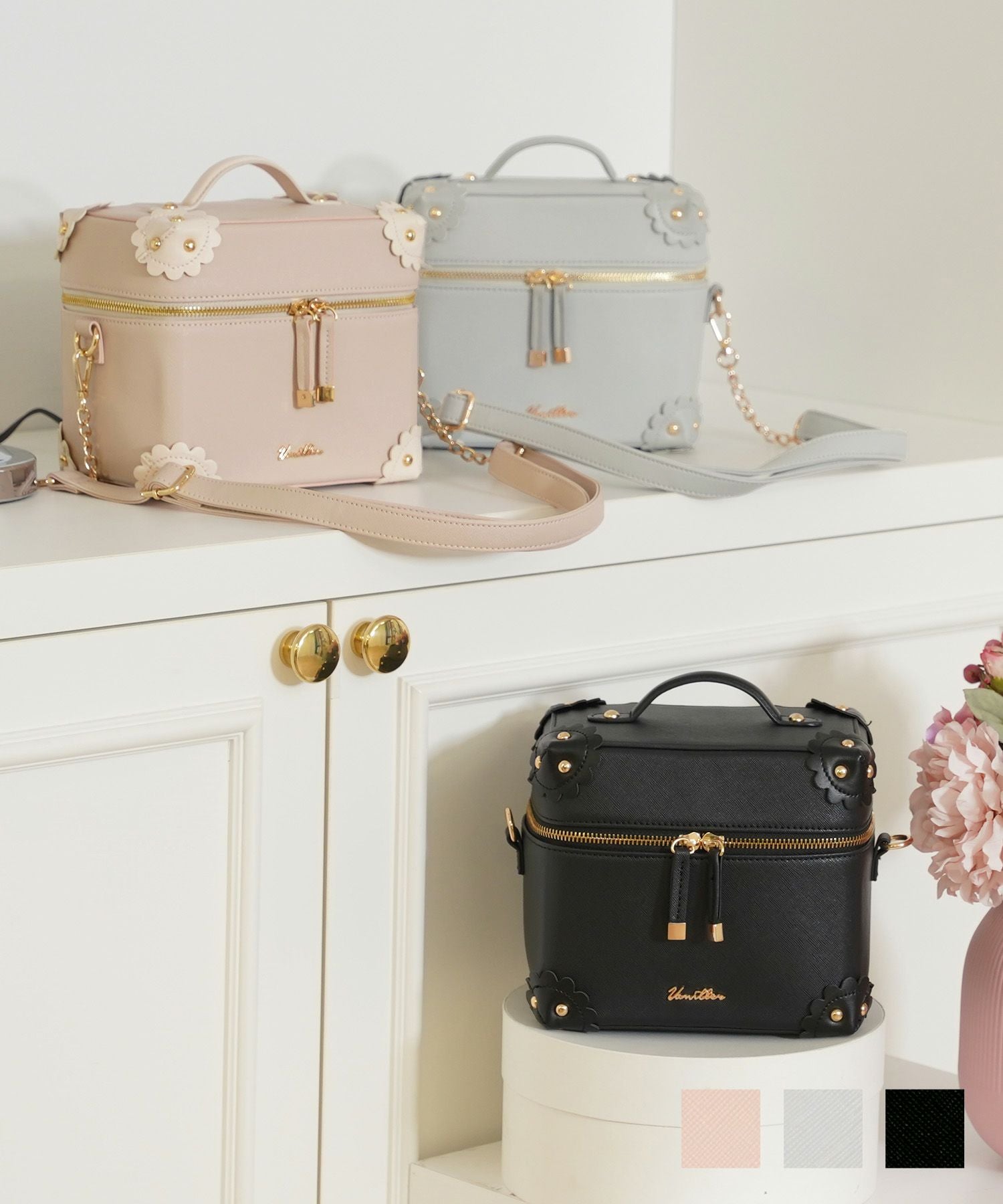 TIME-SALE フラワーモチーフ スカラップ バニティ バッグ le reve