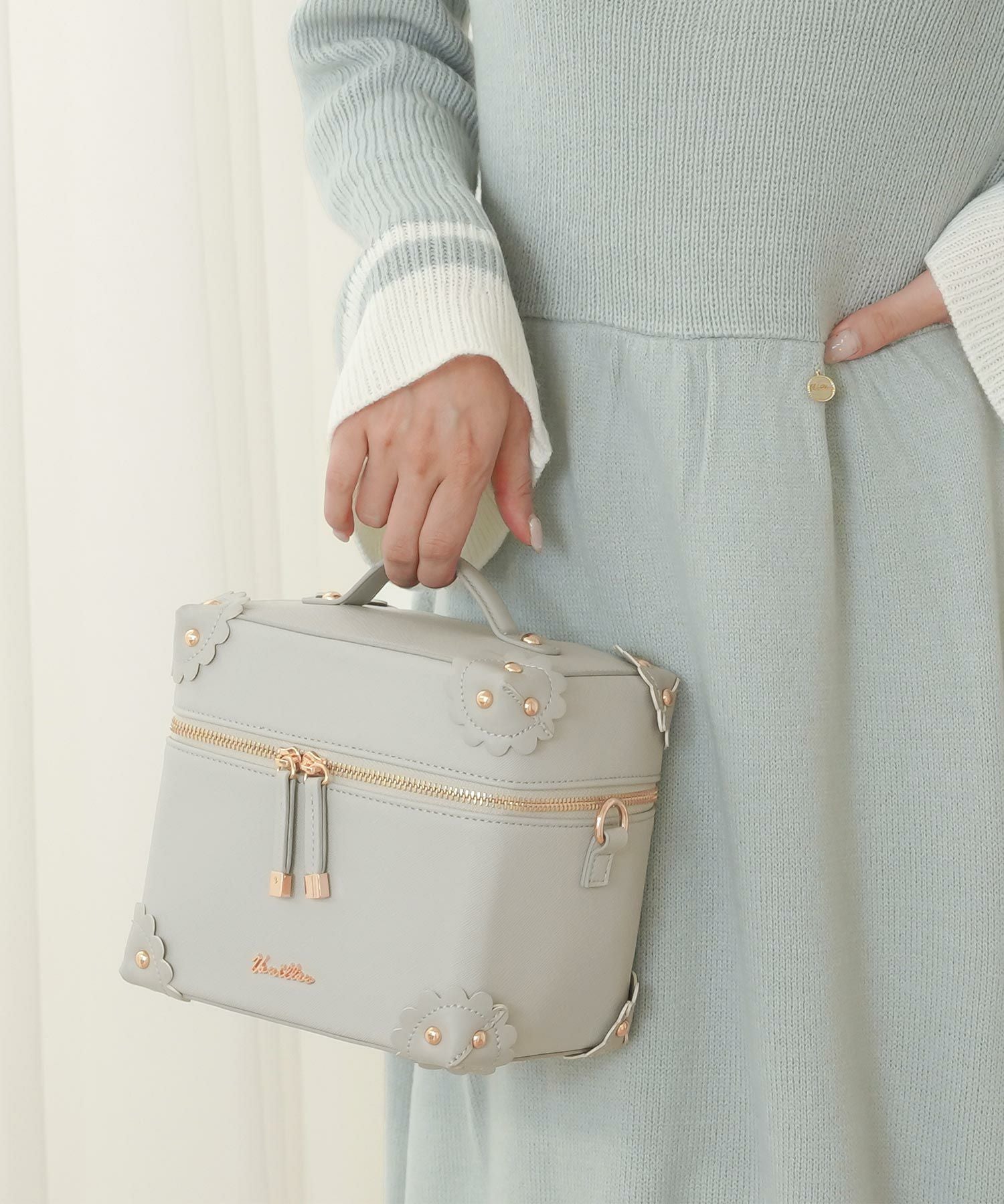 フラワーモチーフ スカラップ バニティ バッグ le reve vaniller 全3色