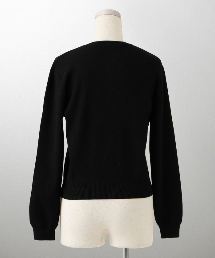 異素材 コンパクト 革紐 スナップボタン シンプル シルクタッチ/アイボリー/ブラック/ミックス/M