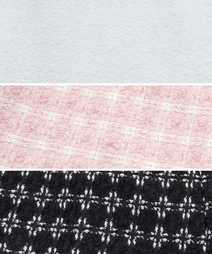 コート ワンピース 長袖 ツイード 白黒 レディース パール かわいい きれいめ 大人 オフィス 入卒 式 ジョイントスペース