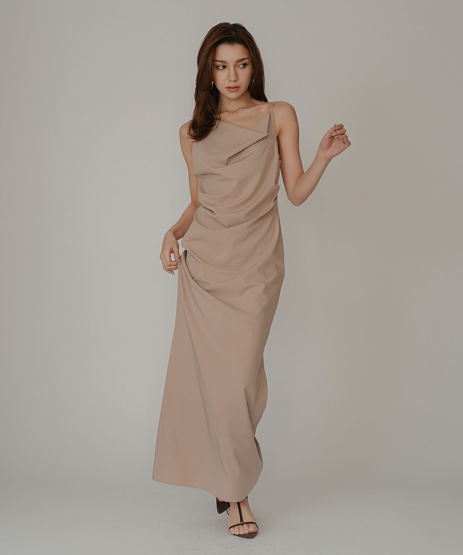 アシンメトリー ドレープ キャミ ワンピース KINO THE KEI 全5色