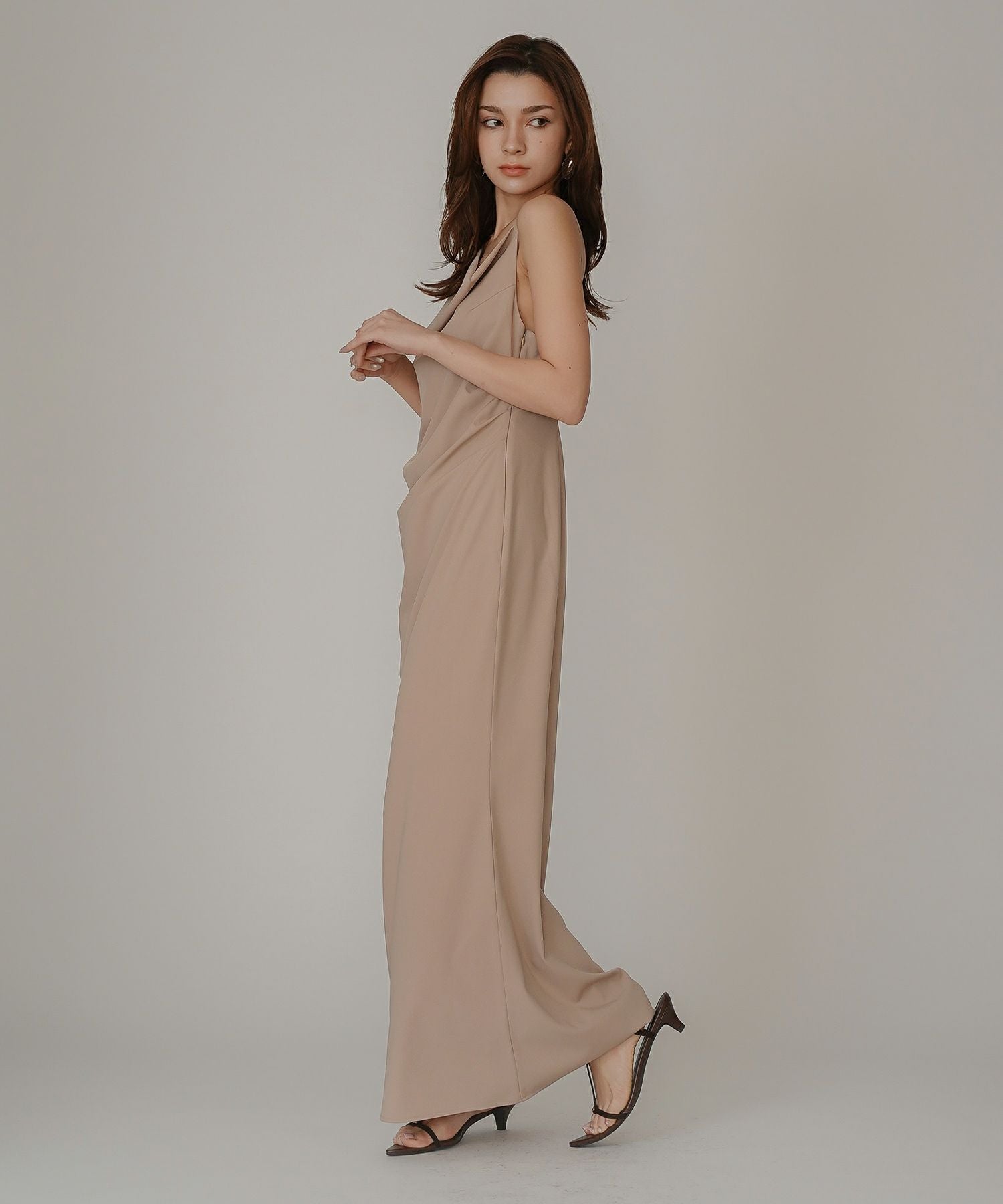 アシンメトリー ドレープ キャミ ワンピース KINO THE KEI 全5色