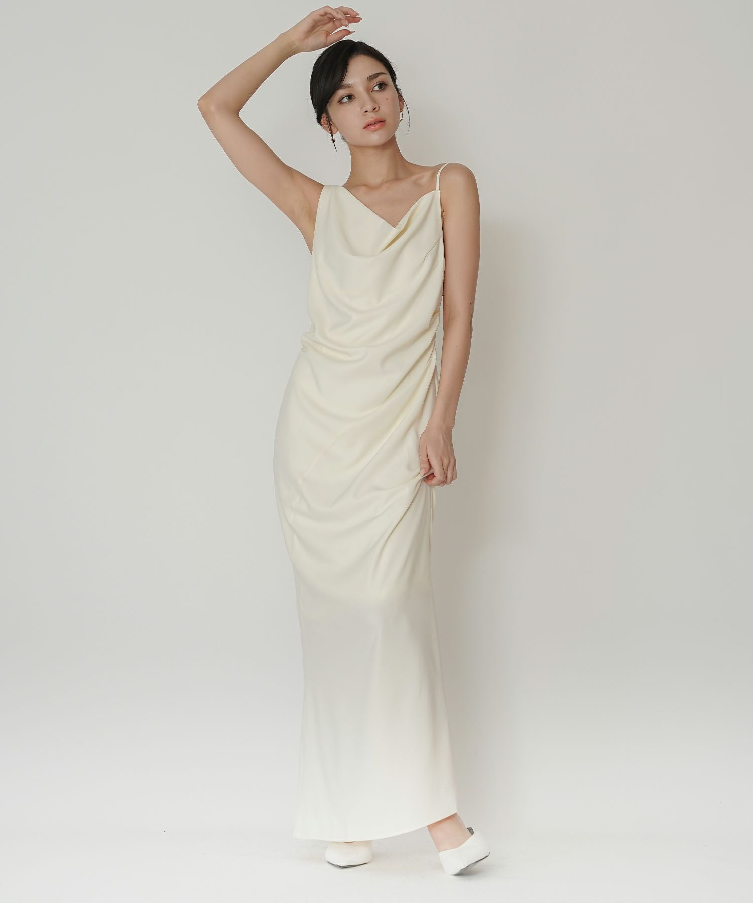アシンメトリー ドレープ キャミ ワンピース KINO THE KEI 全5色