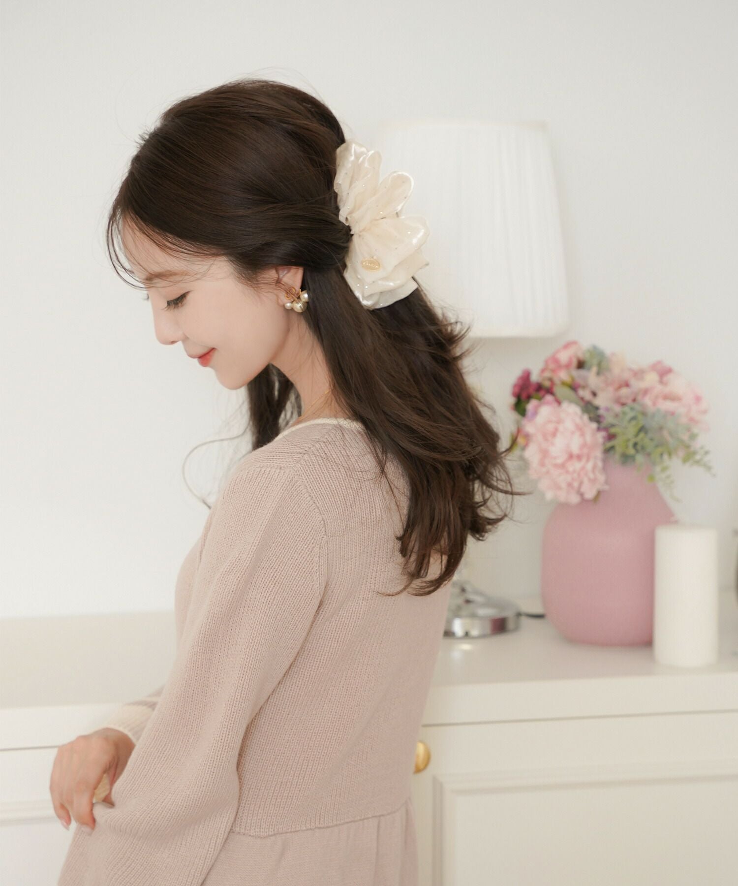 キラキラ シュシュ風 バンスクリップ le reve vaniller 全2色｜lvn955