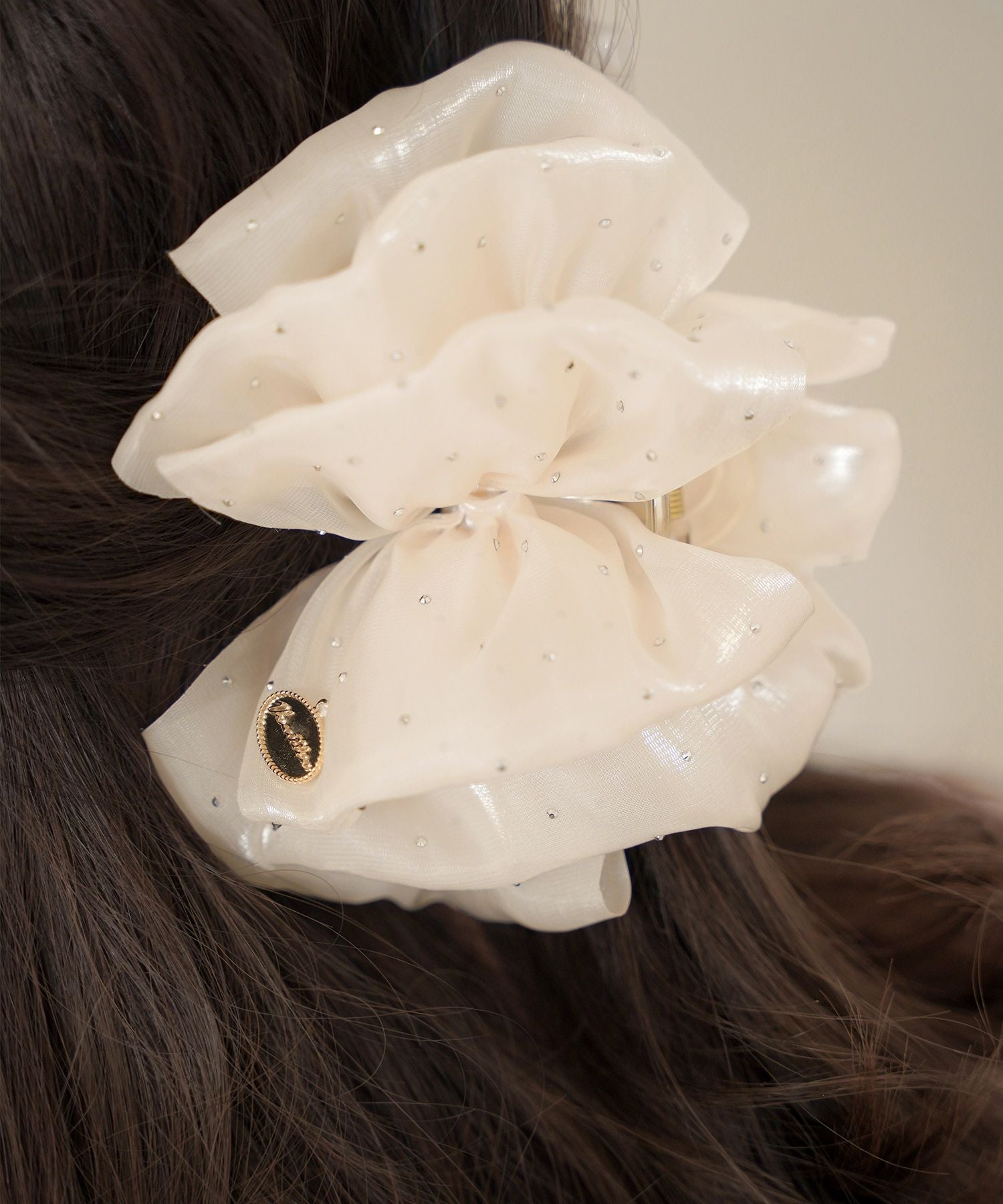 キラキラ シュシュ風 バンスクリップ le reve vaniller 全2色｜lvn955