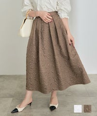 手洗い可 スカート レディース ファッション きれいめ 凹凸 模様 オフィス フレアスカート ジョイントスペース ジャガード ふんわり スカート Liala×PG