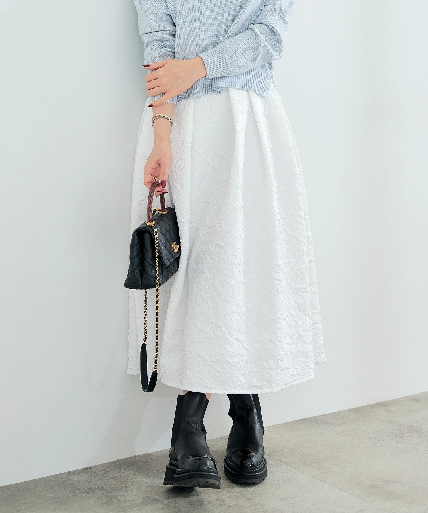 すみちゃん☆美品☆blueleaジャガードスカートホワイト36 Jacquard