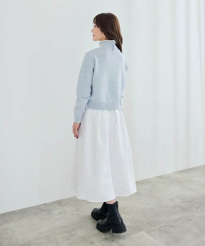 手洗い可 スカート レディース ファッション きれいめ 凹凸 模様 オフィス フレアスカート ジョイントスペース