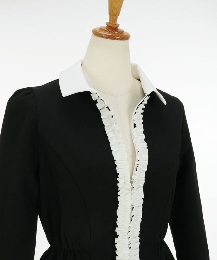 ワンピースレディースファッション服白黒秋冬春きれいめ大人オフィスかわいい上品入卒式ジョイントスペース