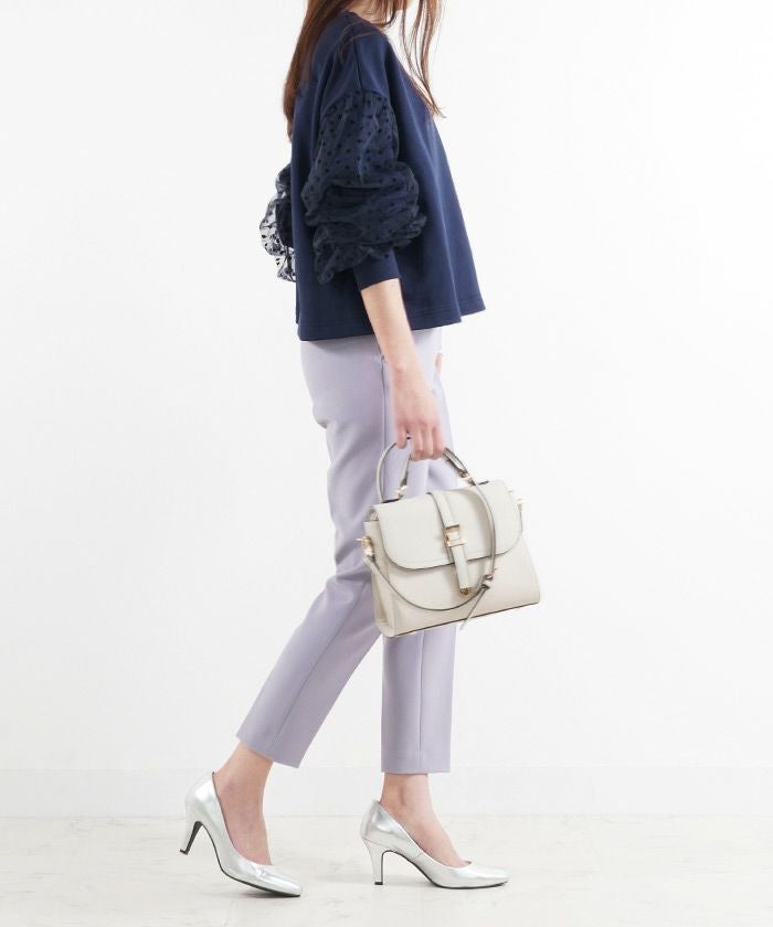 セレクトウォッシャブルレディーストップスチュールドット長袖春秋かわいい黒ジョイントスペース