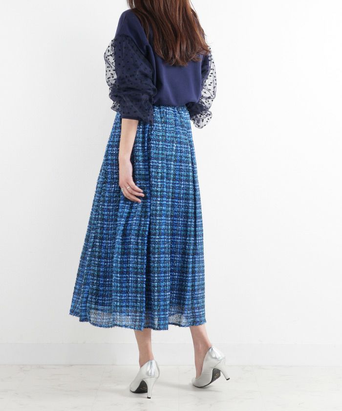 セレクトウォッシャブルレディーストップスチュールドット長袖春秋かわいい黒ジョイントスペース