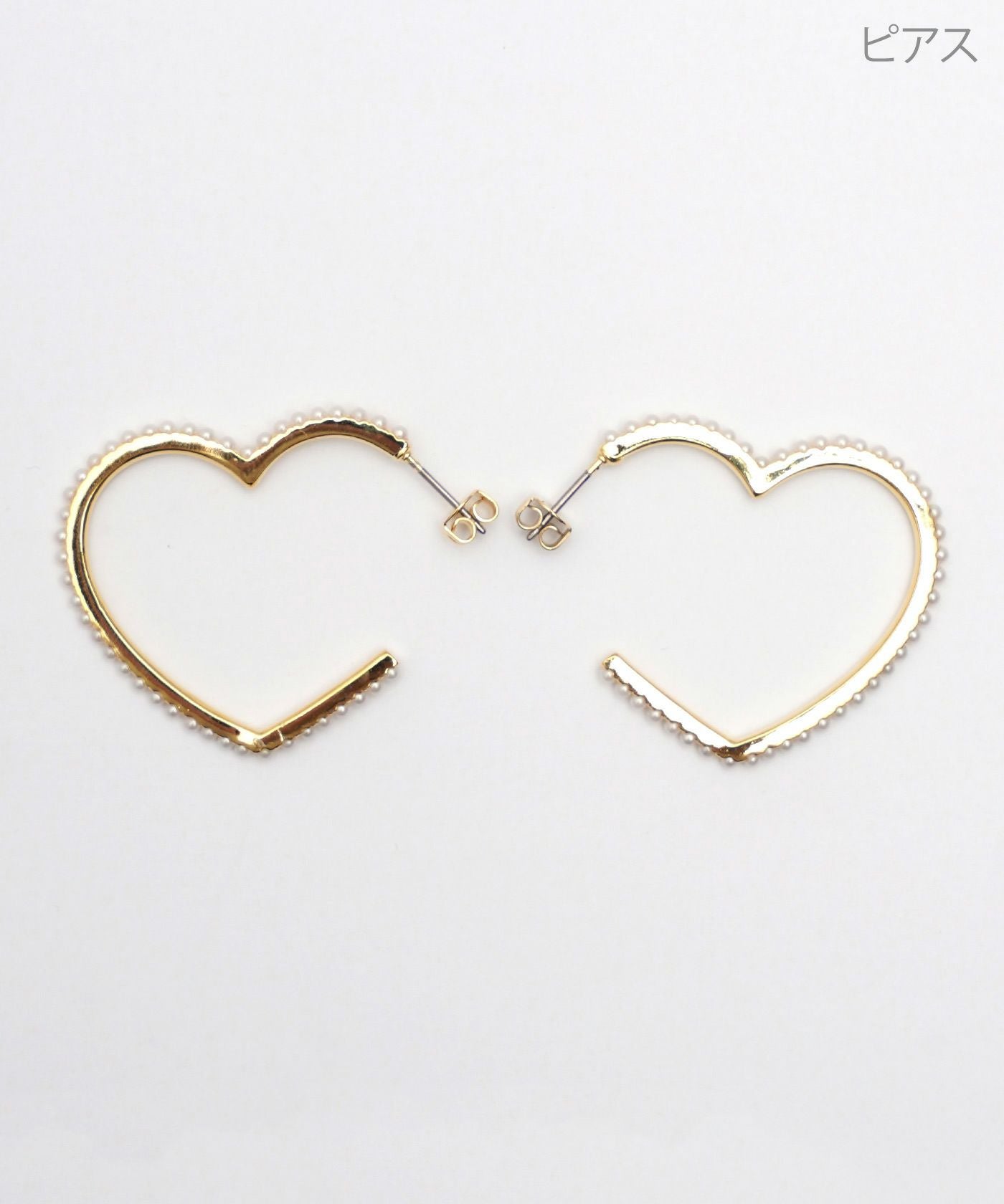 パール ハート フープ ピアス イヤリング Pearl Heart Hoop Pierce
