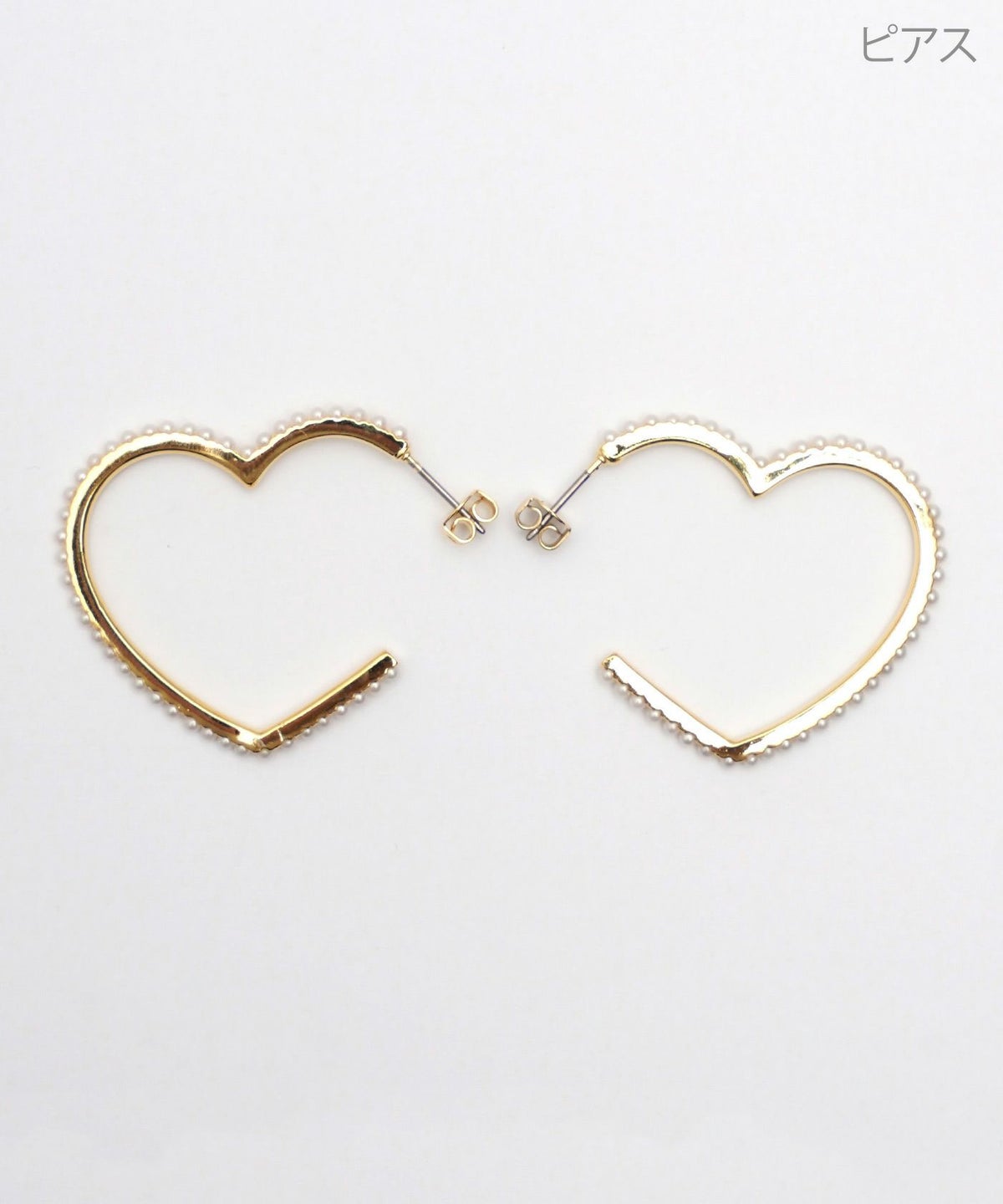 パール ハート フープ ピアス イヤリング Pearl Heart Hoop Pierce Earring 真鍮 チタンポスト プラパール ハート パール ハート フープ ピアス イヤリング Pearl Heart Hoop Pierce Earring （Liala）