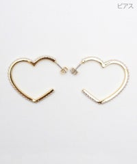 パール ハート フープ ピアス イヤリング Pearl Heart Hoop Pierce Earring 真鍮 チタンポスト プラパール ハート パール ハート フープ ピアス イヤリング Pearl Heart Hoop Pierce Earring （Liala）