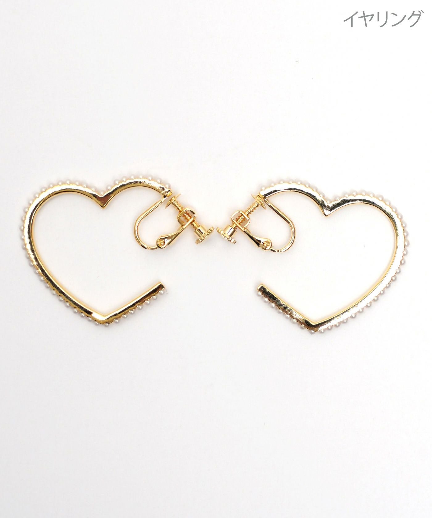 パール ハート フープ ピアス イヤリング Pearl Heart Hoop Pierce