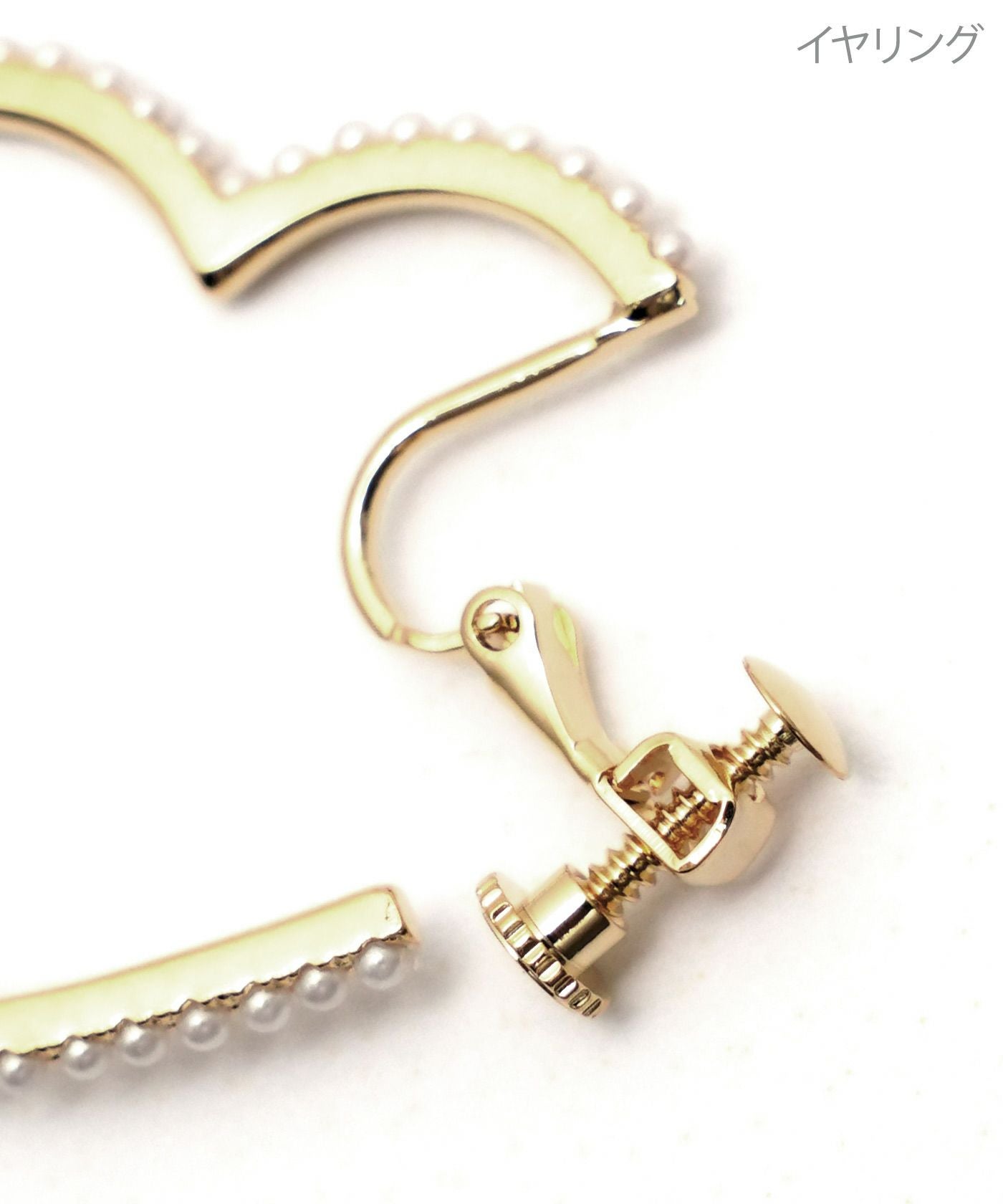 パール ハート フープ ピアス イヤリング Pearl Heart Hoop Pierce