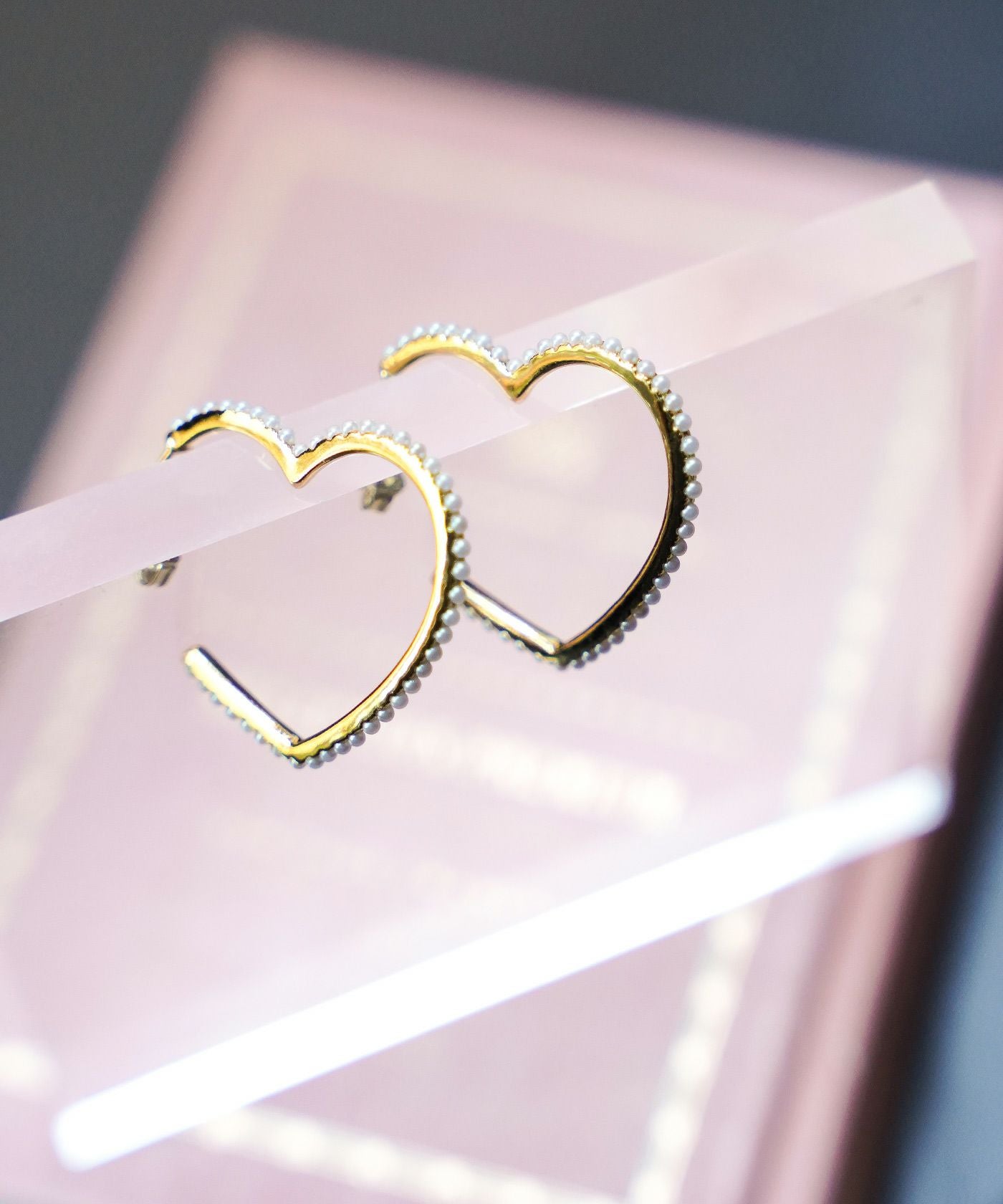パール ハート フープ ピアス イヤリング Pearl Heart Hoop Pierce