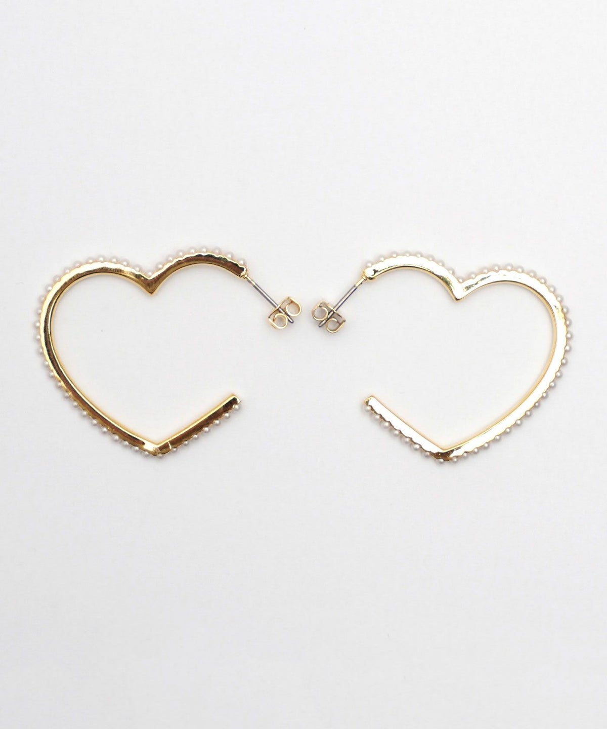 パール ハート フープ ピアス イヤリング Pearl Heart Hoop Pierce Earring