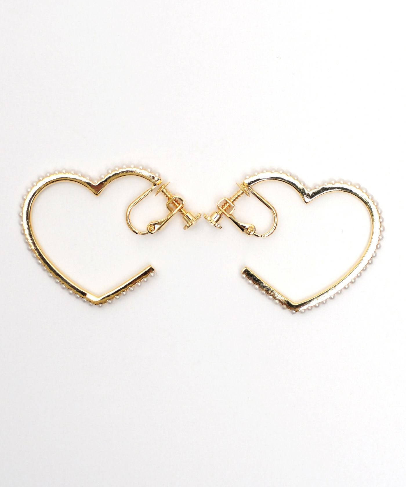 パール ハート フープ ピアス イヤリング Pearl Heart Hoop Pierce