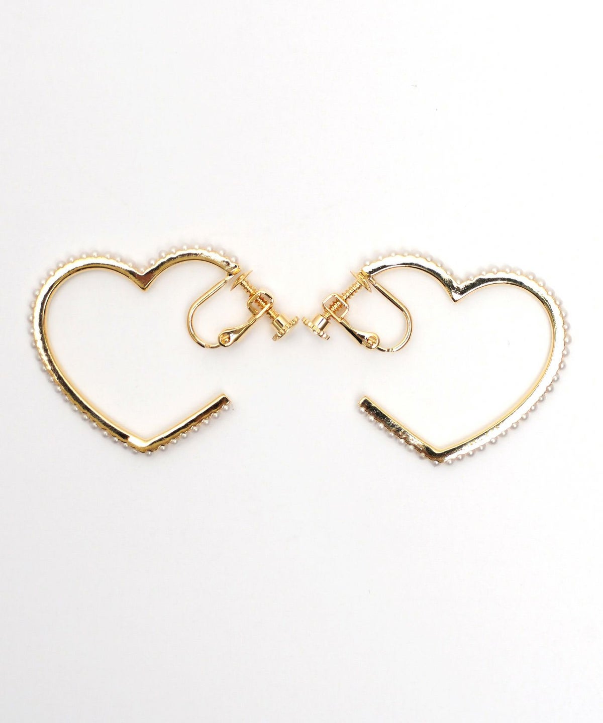 パール ハート フープ ピアス イヤリング Pearl Heart Hoop Pierce Earring