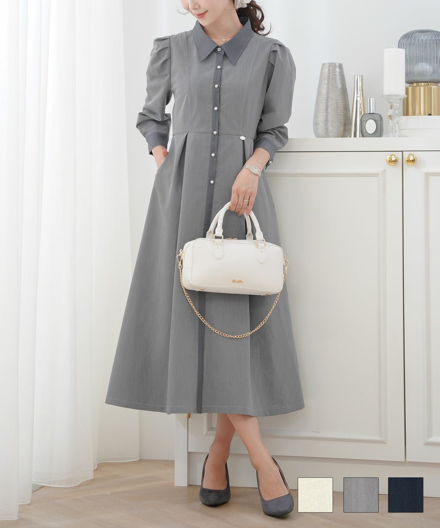 アソート バイカラー シャツワンピース le reve vaniller 全3色