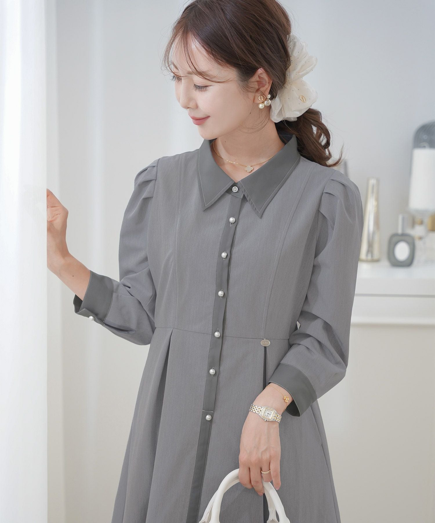 アソート バイカラー シャツワンピース le reve vaniller 全3色