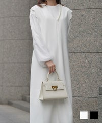 スカラップ パールトリム ジャンパースカート HUIT ホワイト/ブラック