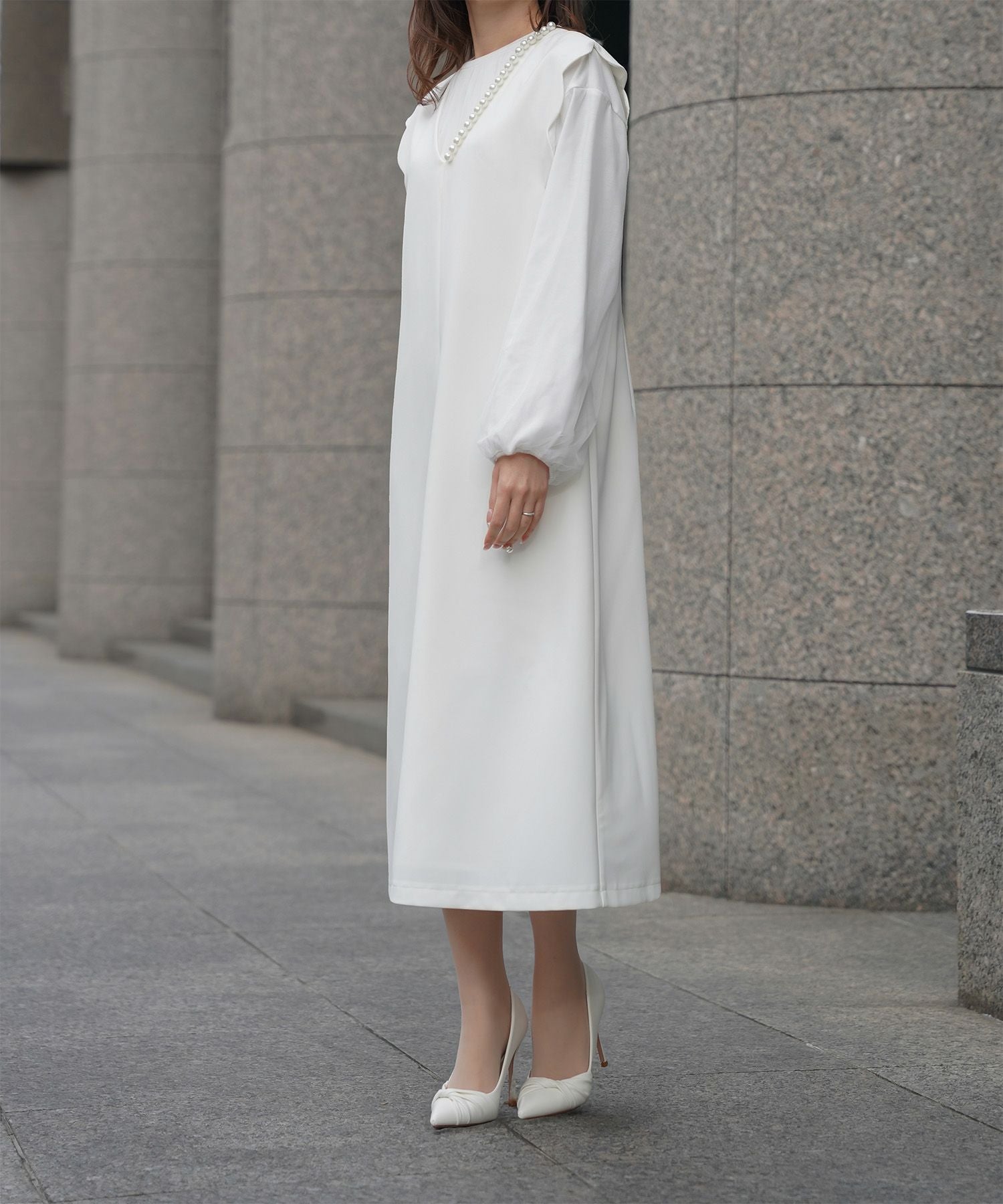 スカラップ パールトリム ジャンパースカート HUIT 全2色｜hit311-0200