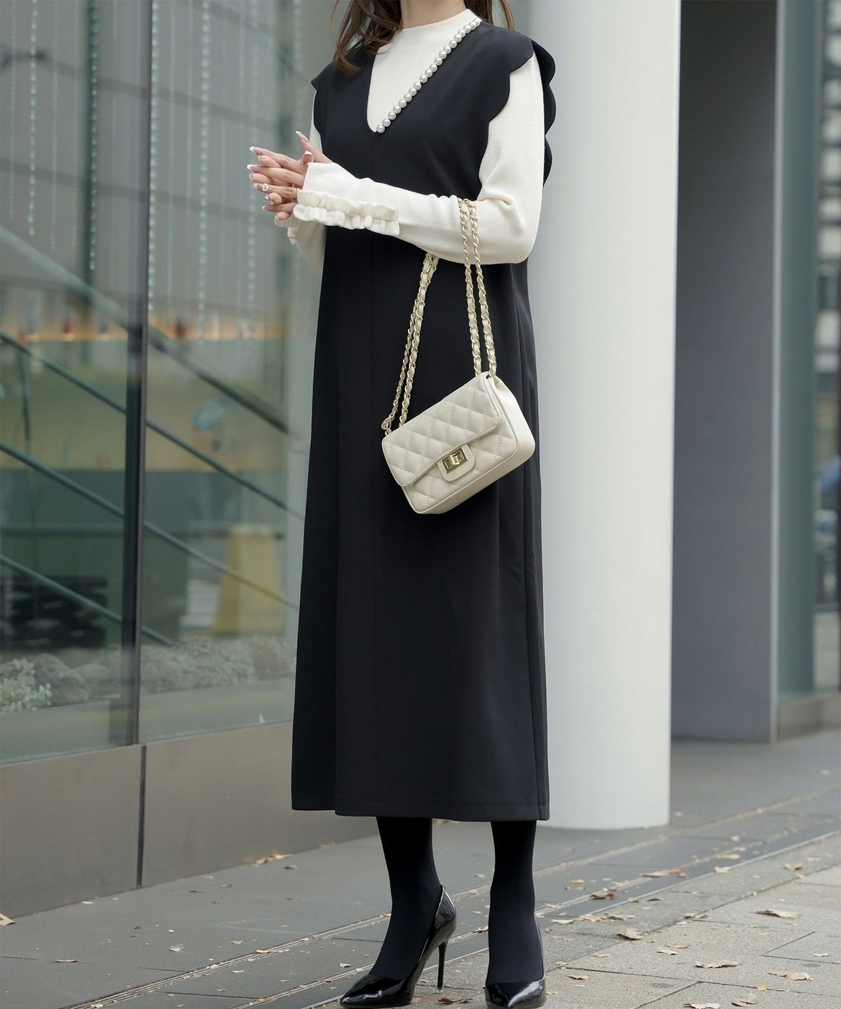 指穴 上品 ベーシック リブニット アームウォーマー トレンド 防寒/アイボリー/ベージュ/グレー/ブラック/M